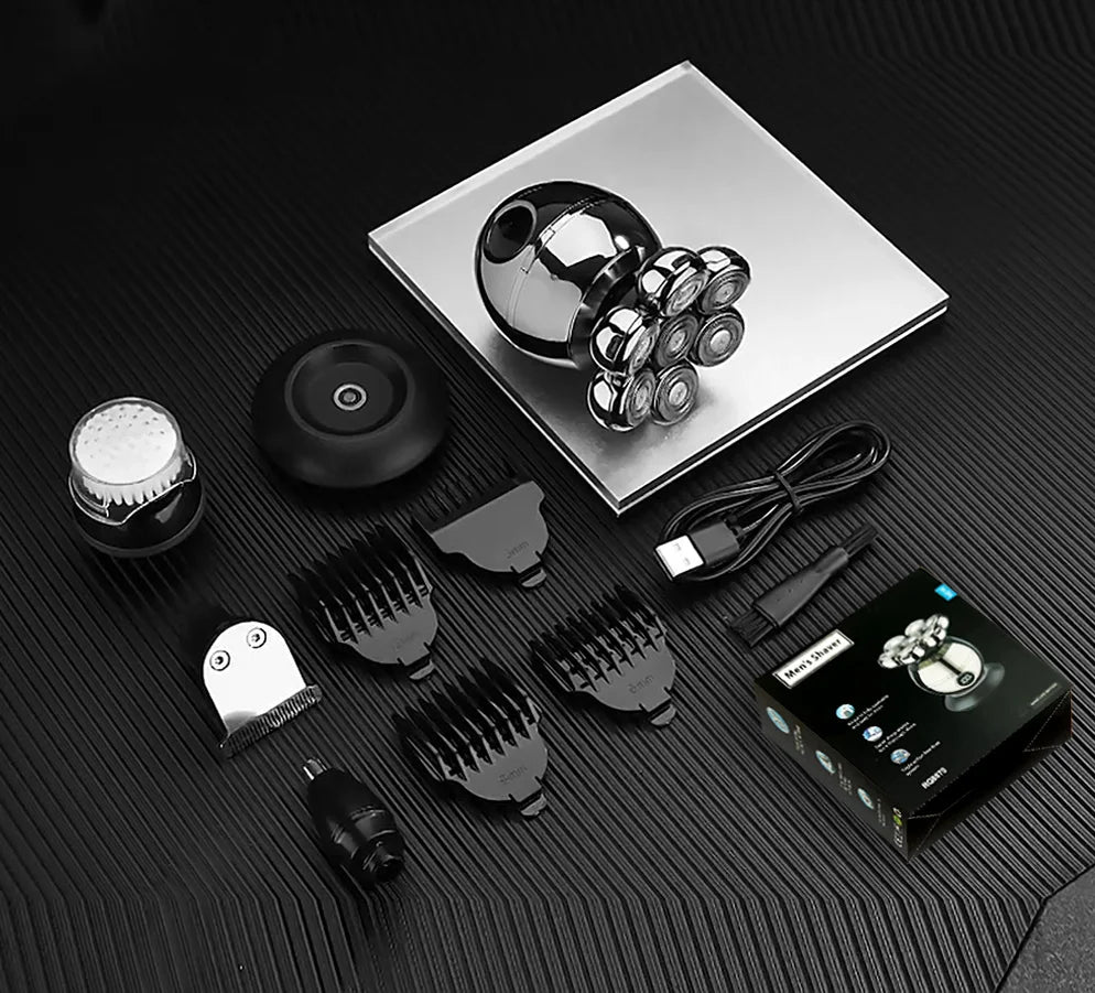 SteelGlide™ 7D FlexTech Electric Shaver for Men – Waterproof Skull Shaver & Beard Trimmer