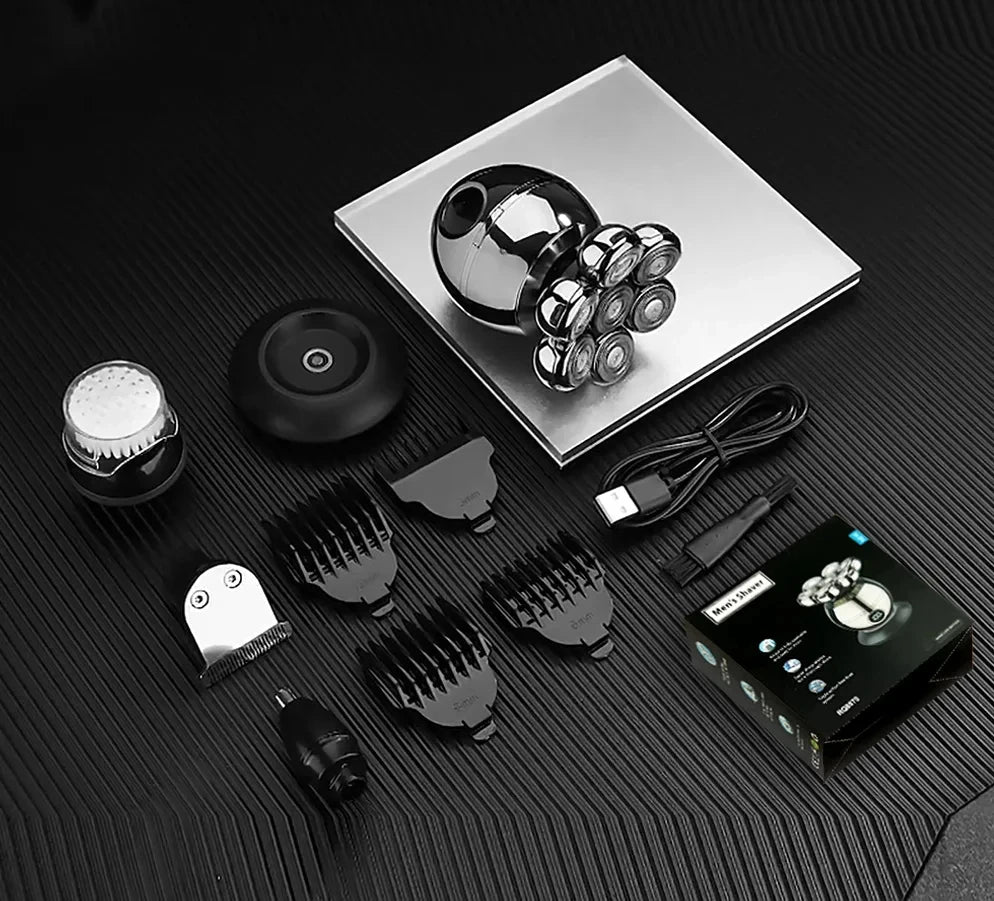 SteelGlide™ 7D FlexTech Electric Shaver for Men – Waterproof Skull Shaver & Beard Trimmer