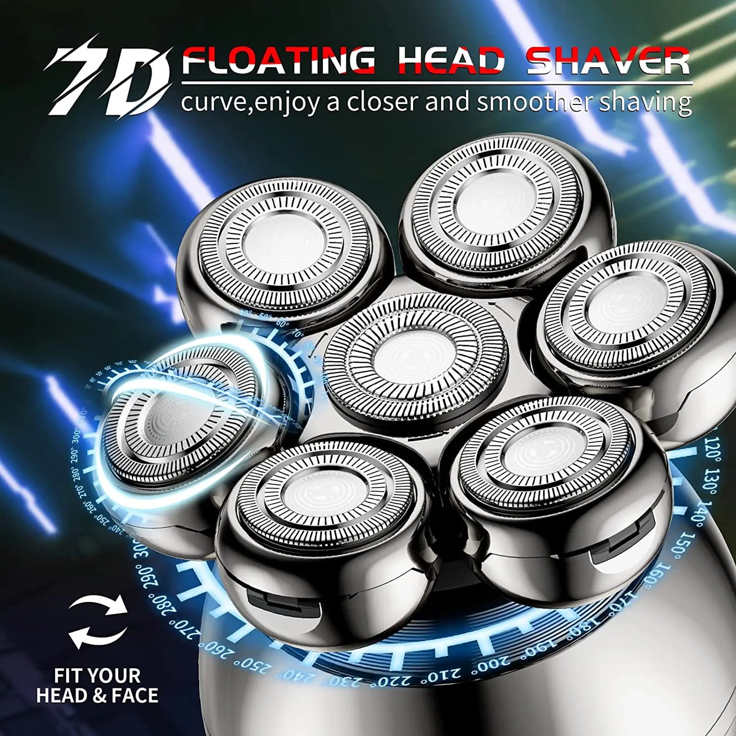 SteelGlide™ 7D FlexTech Electric Shaver for Men – Waterproof Skull Shaver & Beard Trimmer