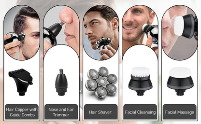 SteelGlide™ 7D FlexTech Electric Shaver for Men – Waterproof Skull Shaver & Beard Trimmer