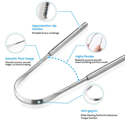 PureSteel Tongue Cleaner - FreshGuard Metal Scraper